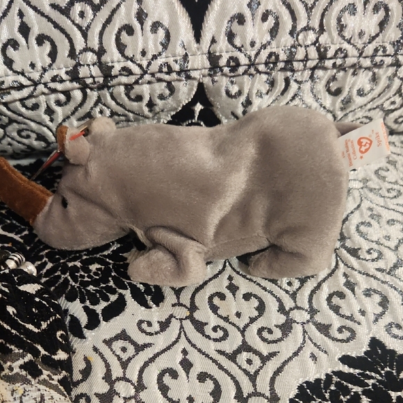 Gray Plush Rhinoceros Toy